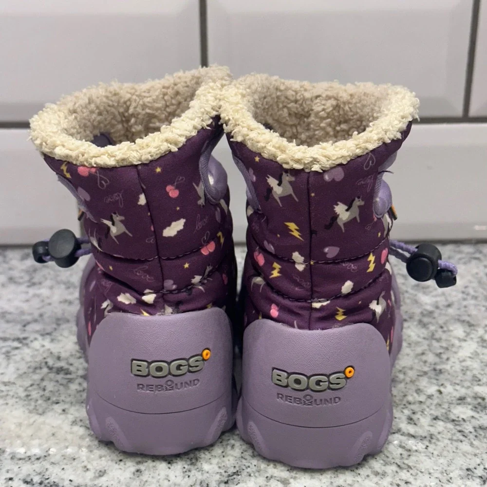 Bogs Kids Infants 7 Unicorn Lightning Cloud Purple Waterproof Winter Boots Snow‎